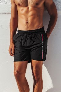 Swimming Shorts in Black Color with New York Stripe Print