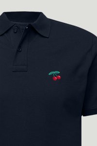 Polo Shirt Slim Fit in Blue Color with Cherry stamp