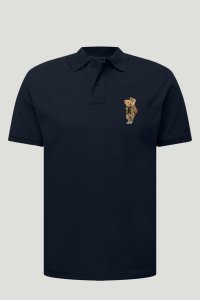 Polo Shirt Slim Fit in Blue Color with Rich Teddy stamp