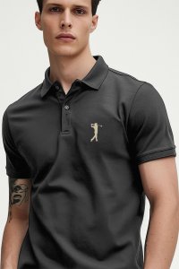 Polo Shirt Slim Fit in Iron Grey Color with Golf Logo stamp