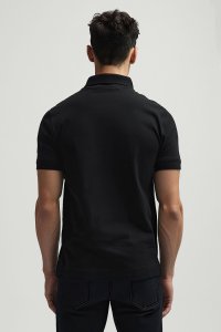Polo Shirt Slim Fit in Black Color with Ace Reversed stamp