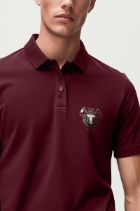 Polo Shirt Slim Fit in Bordeaux Color with Royal Yachting Team stamp