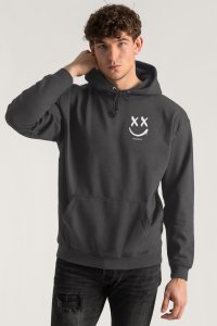 Hoodie in Iron Grey Color with Graffiti Smiley Print