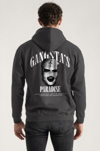 Hoodie in Iron Grey Color with Gangstas Paradise Print
