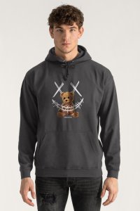 Hoodie in Iron Grey Color with Mad Teddy Print