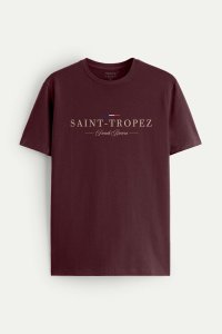 T-Shirt in Bordeaux color with Saint Tropez Riviera Print