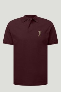 Polo Shirt Slim Fit in Bordeaux Color with Golf Logo stamp