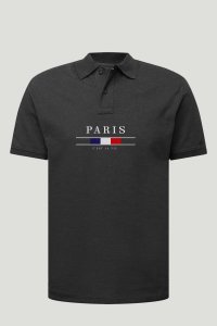 Polo Shirt Slim Fit in Iron Grey Color with Paris La Vie stamp