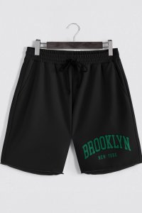 Shorts in Black color with Brooklyn New York stamp