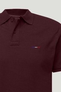 Polo Shirt Slim Fit in Bordeaux Color with French Stripe stamp