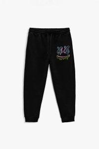 Jogger in Black color with Neon Trip stamp