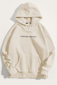 Hoodie in Ecru Color with Hakuna Matata Print