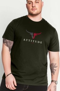 T-Shirt in Khaki color with Goat Attitude Print
