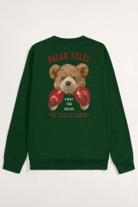 Sweatshirt in Green Color with Boxer Teddy Print