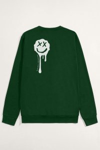 Sweatshirt in Green Color with Slime Smiley Print