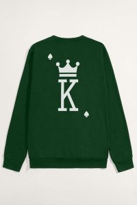 Sweatshirt in Green Color with King Print