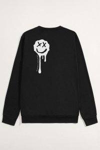 Sweatshirt in Black Color with Slime Smiley Print