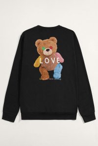 Sweatshirt in Black Color with Lovely Teddy Print