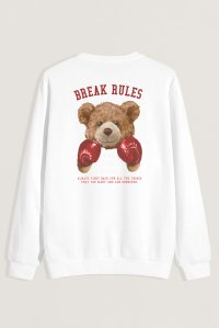 Sweatshirt in White Color with Boxer Teddy Print