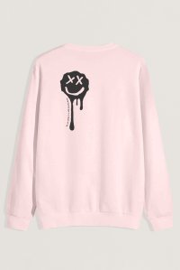 Sweatshirt in Pink Color with Slime Smiley Print
