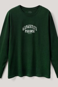 Long Sleeve T-shirt in Green Color with Gangstas Paradise Print