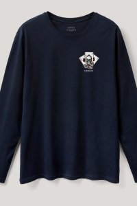 Long Sleeve T-shirt in Blue Color with No Guts No Glory Print