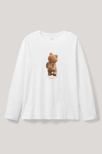 Long Sleeve T-shirt in White Color with Teddys Opinion Print