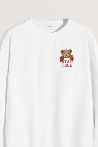 Sweatshirt in White Color with Boxer Teddy Print