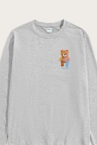 Sweatshirt in Grey Color with Lovely Teddy Print
