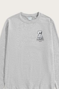 Sweatshirt in Grey Color with Worldwide Teddy Print