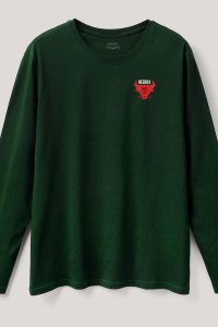 Long Sleeve T-shirt in Green Color with Bulls Eye Print