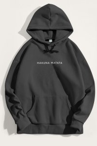 Hoodie in Iron Grey Color with Hakuna Matata Print