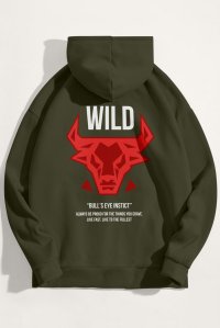 Hoodie in Khaki Color with Bulls Eye Print