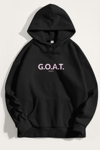 Hoodie in Black Color with Goat   Print