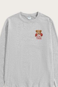 Sweatshirt in Grey Color with Boxer Teddy Print