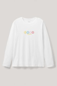 Long Sleeve T-shirt in White Color with Arcade Print