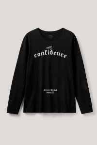 Long Sleeve T-shirt in Black Color with Self Confidence Print
