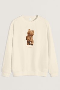 Sweatshirt in Ecru Color with Teddys Opinion Print