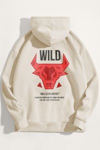 Hoodie in Ecru Color with Bulls Eye Print