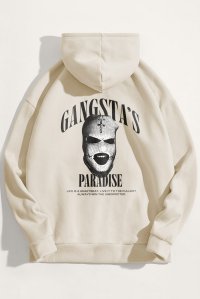 Hoodie in Ecru Color with Gangstas Paradise Print