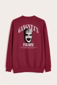 Sweatshirt in Bordeaux Color with Gangstas Paradise Print