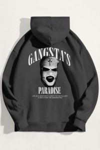 Hoodie in Iron Grey Color with Gangstas Paradise Print