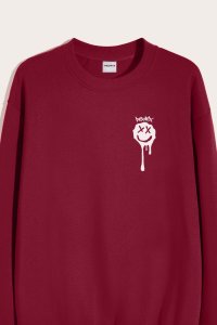 Sweatshirt in Bordeaux Color with Slime Smiley Print
