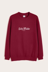 Sweatshirt in Bordeaux Color with Self Made Man Print