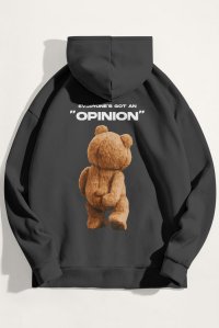 Hoodie in Iron Grey Color with Everyones Got An Opinion Print