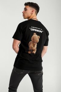 T-Shirt in Black color with Teddys Opinion Print