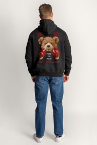 Zip-Up Hoodie in Black color with Boxer Teddy stamp