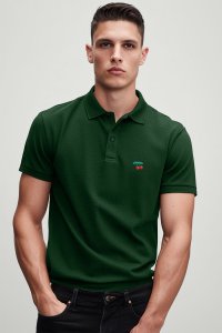 Polo Shirt Slim Fit in Green Color with Cherry stamp