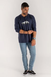Long Sleeve T-shirt in Blue Color with Fastest Beetle Print
