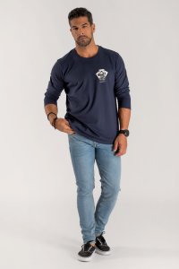 Long Sleeve T-shirt in Blue Color with No Guts No Glory Print